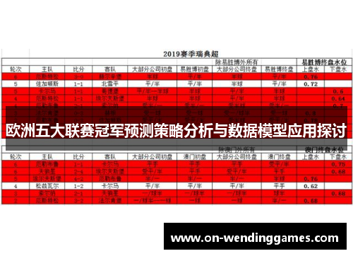 欧洲五大联赛冠军预测策略分析与数据模型应用探讨